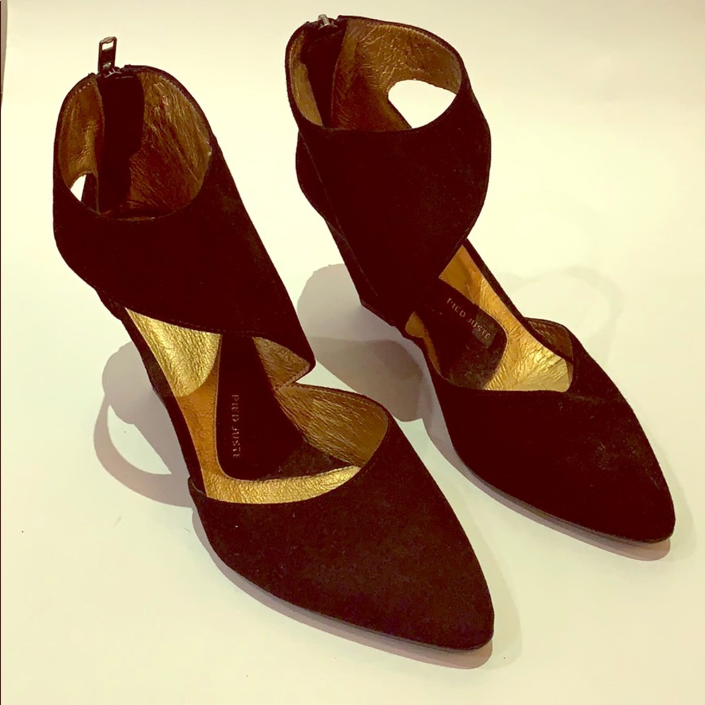 Anthropologie Cut Out Statement Wedge Booties
